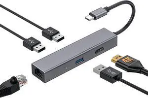 USB C Docking Station TYPE-C 7-in-1 HDMI PD Hub 5in1 [HDMI4K30HZ+USB3.0+100W PD] Space Grey