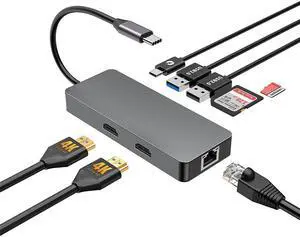 USB C Docking Station TYPE-C 7-in-1 HDMI PD Hub 8in1[HDMI4K30HZ+USB3.0+100W PD]Space Grey