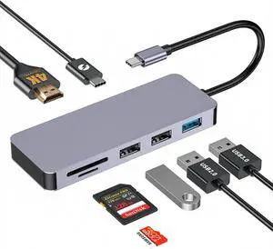 USB C Docking Station TYPE-C 7-in-1 HDMI PD Hub 7in1[HDMI4K30HZ+USB3.0+100W PD]Space Grey