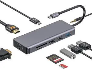 USB C Docking Station TYPE-C 7-in-1 HDMI PD Hub 13in1[HDMI4K30HZ+USB3.0+100W PD]Space Grey