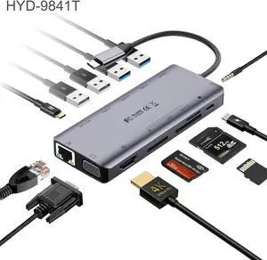 USB C Docking Station TYPE-C 7-in-1 HDMI PD Hub 9in1[HDMI4K30HZ+USB3.0+100W PD]Space Grey