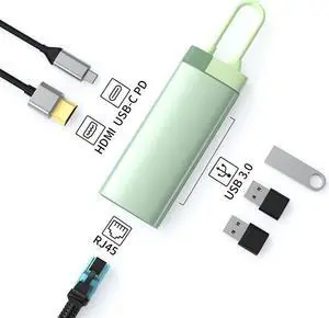 type-c docking station usb hub multifunctional hub USB3.0 laptop docking station BS6A [Fruit Green-Gigabit