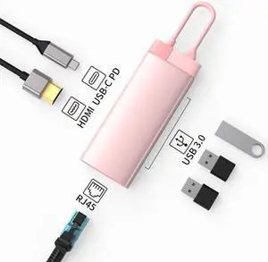 type-c docking station usb hub multifunction hub usb3.0 laptop docking station bs6a[coral pink-gigabit