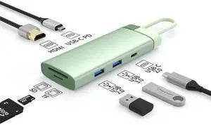 type-c docking station usb hub multifunctional hub USB3.0 laptop docking station BS7A [Fruit Green]