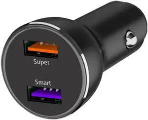 Car Charger (120W ), Mini Aluminum Alloy Dual USB with Blue LED for iPhone 14 13 12 Pro Max mini X XS XR, iPad Pro/Air 2/Mini, Galaxy and more (Not Compatible with Quick Charge)