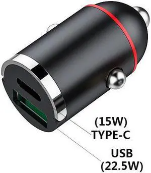New car charger 22.5W super fast charger mini hidden dual usb pull ring car charger
