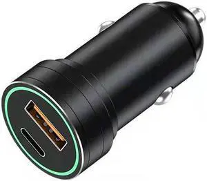 New metal safety hammer car charger QC3.0 fast charging PD20W car charger head aluminium alloy one tow two car charger