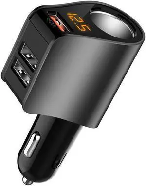 HY10QC3.0 silver car charger car universal car charger one tow two three cigarette lighter adapter plug multi-function mobile phone fast charger
