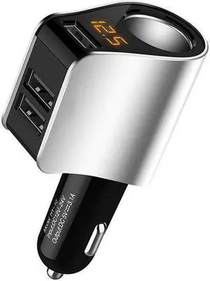 HY10 grey car charger car universal car charger one tow two three cigarette lighter adapter plug multifunction mobile phone fast charger