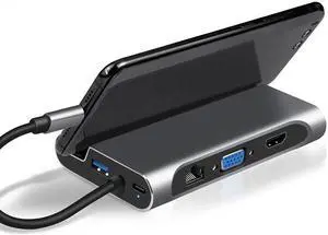 Type-c hub Docking Station Multi-function 7-in-1 (USB3.0*3+HDMI*1+PD*1+Network port+VGA)Docking Station usb hub 3.0