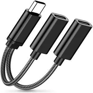 Dual Type-C Dual Cable 2-in-1 (27W) Headphone Adaptor for Apple iPhone 15 Headphone Conversion Cable