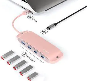 Metal 10-in-1 type-c docking station usb hub laptop docking station BS4U-A [Coral Pink].