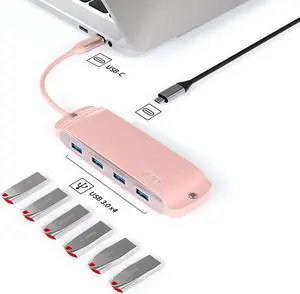 Metal 10-in-1 type-c docking station usb hub laptop docking station BS4U-C [Coral Pink].