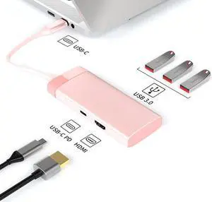 Metal 10-in-1 type-c docking station usb hub laptop docking station BS5A [Coral Pink].