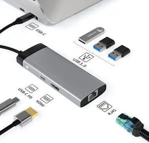 Metal 10-in-1 type-c docking station usb hub hub laptop expansion BS8H [Coral Pink - Hundred Megabit Ethernet Port]