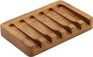 Tilted Waterfall Soap Dish by\, Teak Wood Bar Soap Holder, Soap Saver for Shower, Bathroom, Sink, Kitchen and Countertop