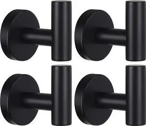 4 Pack Matte SUS 304 Stainless Steel Heavy Duty Wall Mounted Towel Hanger Hooks for Bathroom Kitchen Pool Bathrobe