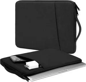 Laptop Sleeve Bag Compatible with 13 inch MacBook Air Mac Pro M1 Surface Lenovo Dell HP Computer Bag Accessories Polyester Case with Pocket,Black