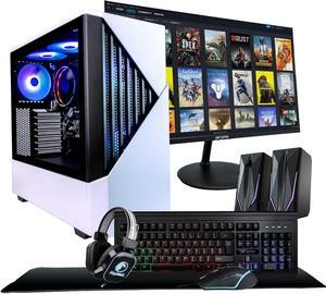 Periphio Castle Gaming PC Computer - Complete Battlestation Bundle | AMD Ryzen 5 5600G, Radeon Vega 7 Graphics, 1TB NVMe Solid State, 16GB DDR4 RAM, Windows 11, NEW 24" Monitor