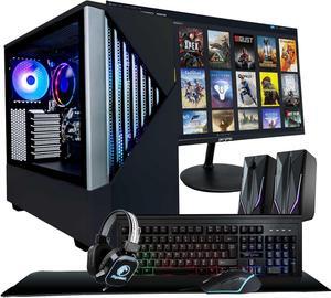 Periphio Reaper Gaming PC Computer - Complete Battlestation Bundle | AMD Ryzen 5 5600G, Radeon Vega 7 Graphics, 1TB NVMe Solid State, 16GB DDR4 RAM, Windows 11, NEW 24" Monitor