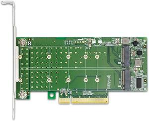 PCI Express 4.0 x8 to 2 Port M.2 M Key NVMe SSD Adapter Expansion Card Supports PCIe M.2 NVMe SSD in size 2230 2242 2260 2280 and 22110mm for Storage Servers
