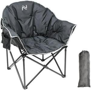 LILYPELLE Oversized Camping Chair, Folding Moon Saucer Chair for Adults, Heavy Duty Folding Chair with Cup Holder & Carry Bag, Supports 500LBS