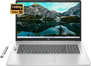 HP 17.3" FHD 1920 x 1080 Intel UHD Graphics Intel 12th Generation Core i3-1215U 3.7GHz 16GB RAM 1TB SSD USB-C HDMI Windows 11 Home Silver Bundled with HB Accessory Kit