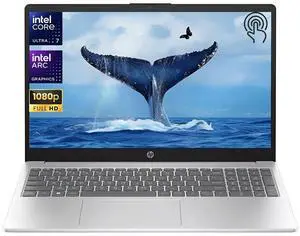 HP 15.6" Full HD IPS Touchscreen Business Laptop Intel Core Ultra 7 155H Intel Arc Graphics 16GB DDR5 RAM 512GB SSD Wi-Fi 6 Bluetooth 5.3 HDMI USB Type-C Webcam Long Battery life Windows 11 Pro Silver