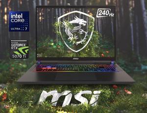 MSI Vector 16 HX AI 16" 240Hz QHD+ Gaming NVIDIA GeForce RTX 5070 Ti 12GB GDDR7 Intel Core Ultra 7 255HX 64GB DDR5 RAM 2TB SSD RGB Backlit Wi-Fi 6E Bluetooth 5.3 Thunderbolt 5 HDMI 2.1 Win 11 Pro Gray