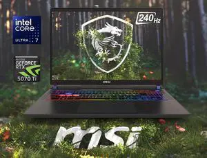 MSI Vector 16 HX AI 16" 240Hz QHD+ Gaming NVIDIA GeForce RTX 5070 Ti 12G GDDR7 Intel Core Ultra 7 255HX 32G DDR5 RAM 512GB SSD RGB Backlit Wi-Fi 6E Bluetooth 5.3 Thunderbolt 5 HDMI 2.1 Win 11 Pro Gray