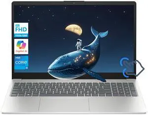 HP 15.6" IPS FHD Touchscreen Business and School Laptop Intel core i5-1334U (Beat i7-1255U) 8GB RAM 512GB SSD Intel Iris Xe Graphics HDMI USB-C Long battery life AI Copilot Windows 11 Pro Silver