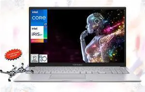 ASUS Vivobook 15.6" FHD Touchscreen Business Laptop Intel core i7-1355U Intel Iris Xe Graphics 64GB RAM 1TB SSD Backlit Keyboard Wi-Fi 6E Bluetooth 5.3 HDMI USB-C Webcam Windows 11 Pro Silver