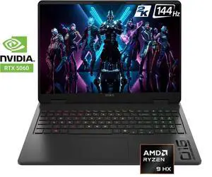 HP OMEN 16" IPS FHD+ 144Hz Gaming Laptop NVIDIA GeForce RTX 5060 8GB GDDR7 AMD Ryzen 9 8940HX (> i9-14900HX) 64GB DDR5 RAM 2TB SSD  RGB Backlit KB HDMI 2.1  Wi-Fi 6E BT 5.3 Win 11 Pro Shadow Black