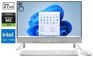 Dell All-in-One 27" FHD Touchscreen Desktop Intel core 7 150U NVIDIA GeForce MX570A 32GB DDR5 RAM 2TB SSD Wi-Fi 6E Bluetooth 5.3 Keyboard & Mouse Stereo speaker HDMI RJ45 Windows 11 Pro White