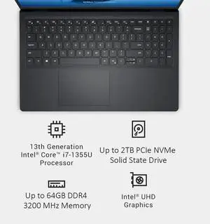 Dell 15.6" Business Laptop Intel core i7-1355U Intel UHD Graphics 16GB RAM 512GB SSD Backlit KB Fingerprint Reader Wi-Fi 6 BT 5.2 HD-RGB Webcam HDMI USB-C Windows 11 Pro Black Dell 15.6" Business Laptop Intel core i7-1355U Intel UHD Graphics 16GB RAM 512GB SSD Backlit KB Fingerprint Reader Wi-Fi 6 BT 5.2 HD-RGB Webcam HDMI USB-C Windows 11 Pro Black