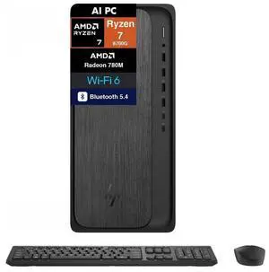 HP OmniDesk Tower AMD Ryzen 7 8700G AI 16 NPU TOPS AMD Radeon 780M Graphics 32GB DDR5 RAM 2TB SSD Wi-Fi 6 (2x2) Bluetooth 5.4 Wireless Mouse and Keyboard HDMI DP1.4 RJ45 Windows 11 Pro Dark Wood HP OmniDesk Tower AMD Ryzen 7 8700G AI 16 NPU TOPS AMD Radeon 780M Graphics 32GB DDR5 RAM 2TB SSD Wi-Fi 6 (2x2) Bluetooth 5.4 Wireless Mouse and Keyboard HDMI DP1.4 RJ45 Windows 11 Pro Dark Wood