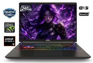 MSI Vector A16 16" QHD+ 240Hz Gaming Laptop AMD Ryzen 9 8940HX (Beat i9-14900HX) NVIDIA GeForce RTX 5070 Ti 16GB DDR5 RAM 2TB SSD Wi-Fi 7 BT 5.4 RGB Backlit Keyboard HDMI 2.1 Windows 11 Home Black MSI Vector A16 16" QHD+ 240Hz Gaming Laptop AMD Ryzen 9 8940HX (Beat i9-14900HX) NVIDIA GeForce RTX 5070 Ti 16GB DDR5 RAM 2TB SSD Wi-Fi 7 BT 5.4 RGB Backlit Keyboard HDMI 2.1 Windows 11 Home Black