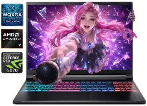 Acer Nitro V Slim 16" WQXGA IPS 180Hz Gaming Laptop NVIDIA GeForce RTX 5070 AMD Ryzen AI 7 260 (Beats i7-14650HX) 32GB DDR5 RAM 2TB SSD RGB Backlit KB Wi-Fi 6E BT 5.3 HDMI RJ-45 Windows 11 Pro Black Acer Nitro V Slim 16" WQXGA IPS 180Hz Gaming Laptop NVIDIA GeForce RTX 5070 AMD Ryzen AI 7 260 (Beats i7-14650HX) 32GB DDR5 RAM 2TB SSD RGB Backlit KB Wi-Fi 6E BT 5.3 HDMI RJ-45 Windows 11 Pro Black