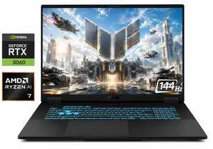 ASUS TUF 18" Gaming Laptop FHD+ 144Hz NVIDIA GeForce RTX 5060 AMD Ryzen 7 260 (Beats Ryzen 7 8845HS) 16GB DDR5 2TB SSD Wi-Fi 6E BT 5.3 1080p Webcam Backlit Keyboard HDMI RJ-45 Windows 11 Pro Black ASUS TUF 18" Gaming Laptop FHD+ 144Hz NVIDIA GeForce RTX 5060 AMD Ryzen 7 260 (Beats Ryzen 7 8845HS) 16GB DDR5 2TB SSD Wi-Fi 6E BT 5.3 1080p Webcam Backlit Keyboard HDMI RJ-45 Windows 11 Pro Black