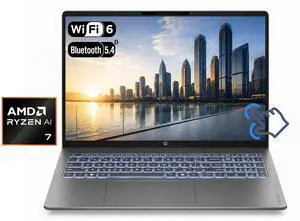 HP OmniBook 5 Laptop 16" IPS WUXGA Touchscreen AMD Ryzen AI 7 445 (Beat Ultra 7 255U) Radeon 840M Graphics 64GB DDR5 RAM 2TB SSD Backlit KB Wi-Fi 6 BT 5.4 Webcam Copilot+ PC Windows 11 Pro Grey HP OmniBook 5 Laptop 16" IPS WUXGA Touchscreen AMD Ryzen AI 7 445 (Beat Ultra 7 255U) Radeon 840M Graphics 64GB DDR5 RAM 2TB SSD Backlit KB Wi-Fi 6 BT 5.4 Webcam Copilot+ PC Windows 11 Pro Grey