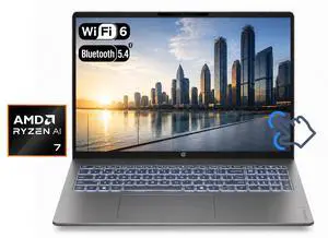 HP OmniBook 5 Laptop 16" IPS WUXGA Touchscreen AMD Ryzen AI 7 445 (Beat Ultra 7 255U) Radeon 840M Graphics 64GB DDR5 RAM 1TB SSD Backlit KB Wi-Fi 6 BT 5.4 Webcam Copilot+ PC Windows 11 Pro Grey HP OmniBook 5 Laptop 16" IPS WUXGA Touchscreen AMD Ryzen AI 7 445 (Beat Ultra 7 255U) Radeon 840M Graphics 64GB DDR5 RAM 1TB SSD Backlit KB Wi-Fi 6 BT 5.4 Webcam Copilot+ PC Windows 11 Pro Grey