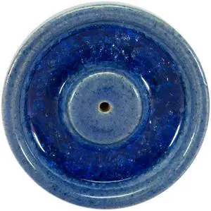 Ceramic Crystal Incense Holder - Round - Big  (Blue)