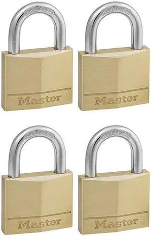 Master Lock - Solid Brass 40mm Padlock 4-Pin - Keyed Alike x 4
