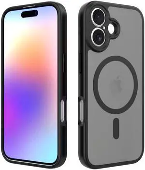 Case for iPhone 17,Full Covered Camera Protection Magnetic Shockproof Slim Case Drop Proof Durable Protective Cover - Black