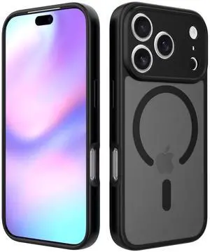 Case for iPhone 17 Pro,Full Covered Camera Protection Magnetic Shockproof Slim Case Drop Proof Durable Protective Cover - Black
