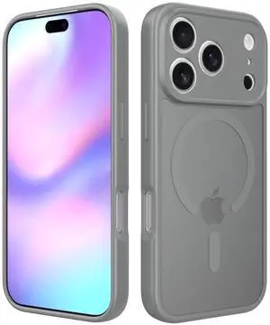 Case for iPhone 17 Pro,Full Covered Camera Protection Magnetic Shockproof Slim Case Drop Proof Durable Protective Cover Gray