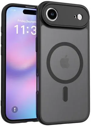 Case for iPhone 17 Air,Full Covered Camera Protection Magnetic Shockproof Slim Case Drop Proof Durable Protective Cover - Black