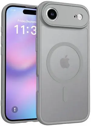 Case for iPhone 17 Air,Full Covered Camera Protection Magnetic Shockproof Slim Case Drop Proof Durable Protective Cover - Gray