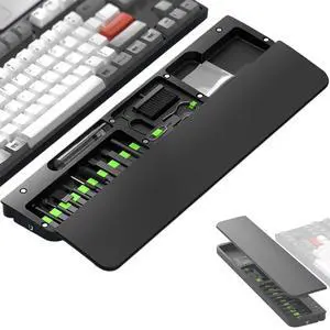 Wrist Rest with Cleaning Kit, 22-in-1 Leather Ergonomic Hand Pad for Mechanical Keyboards/iPhone/AirPod/iPad with Storage Case & Phone Holder-Black Wrist Rest with Cleaning Kit, 22-in-1 Leather Ergonomic Hand Pad for Mechanical Keyboards/iPhone/AirPod/iPad with Storage Case & Phone Holder-Black