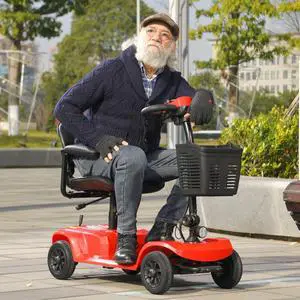 eHoodax Adult Outdoor Electric Mobility Scooter 12.5 Miles 6KM/H Speed 265 IBS Max Load Foldable 4 Wheel Scooter